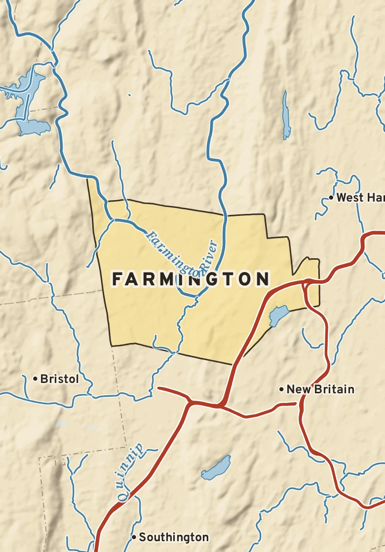 Atlas plate of Farmington, Connecticut.