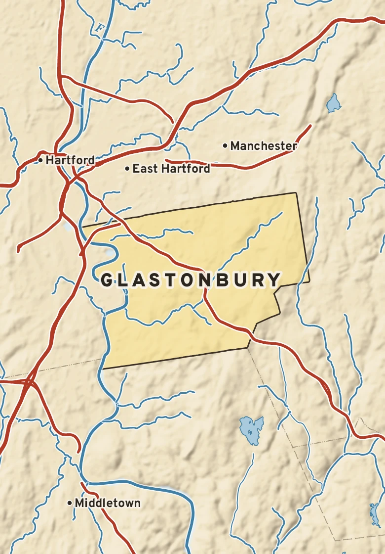 Atlas plate of Glastonbury, Connecticut.