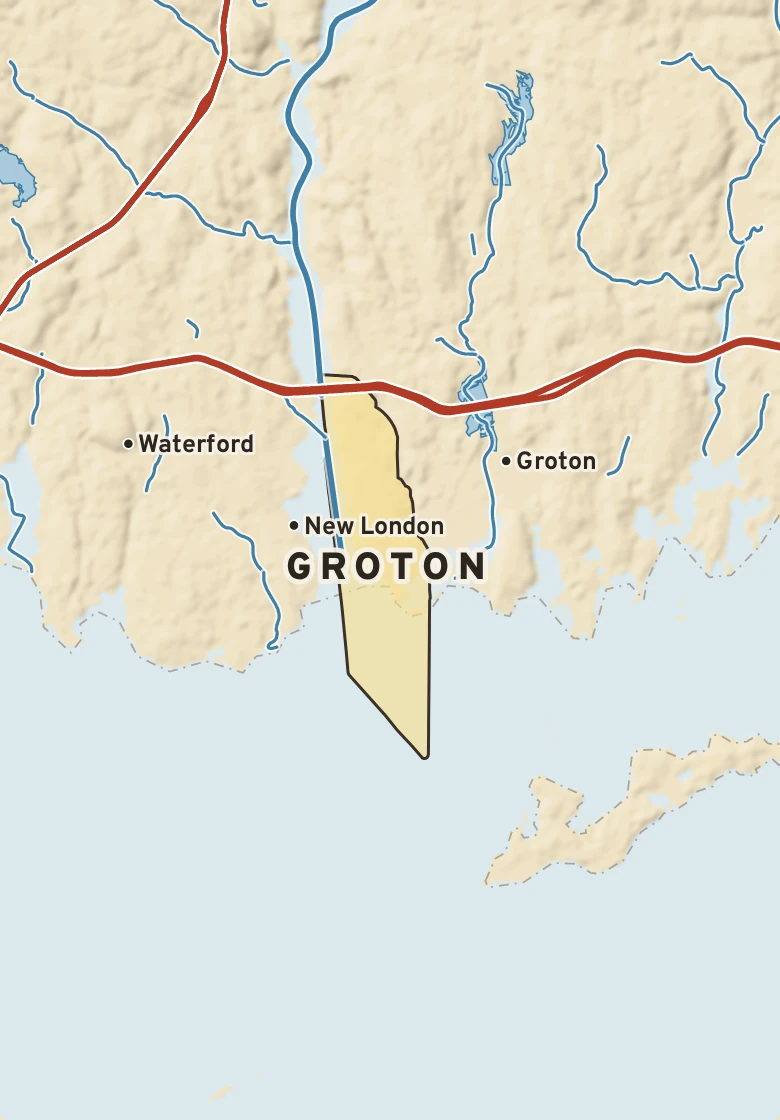 Atlas plate of Groton, Connecticut.