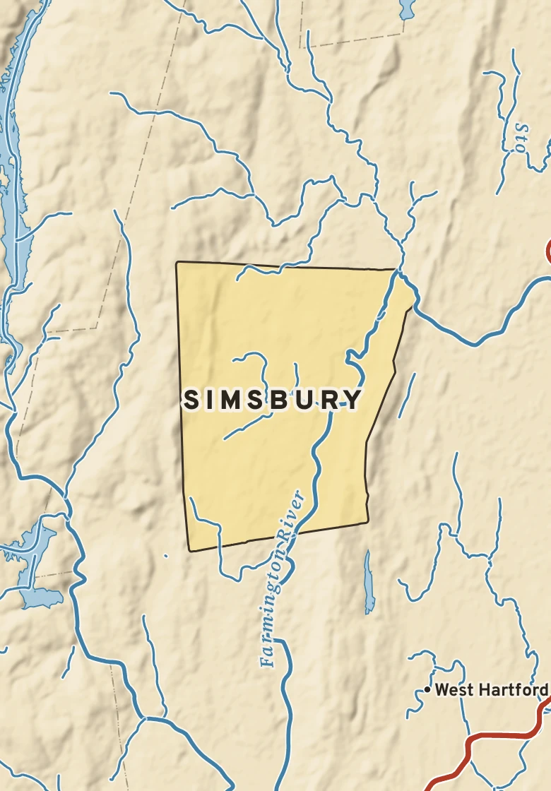 Atlas plate of Simsbury, Connecticut.