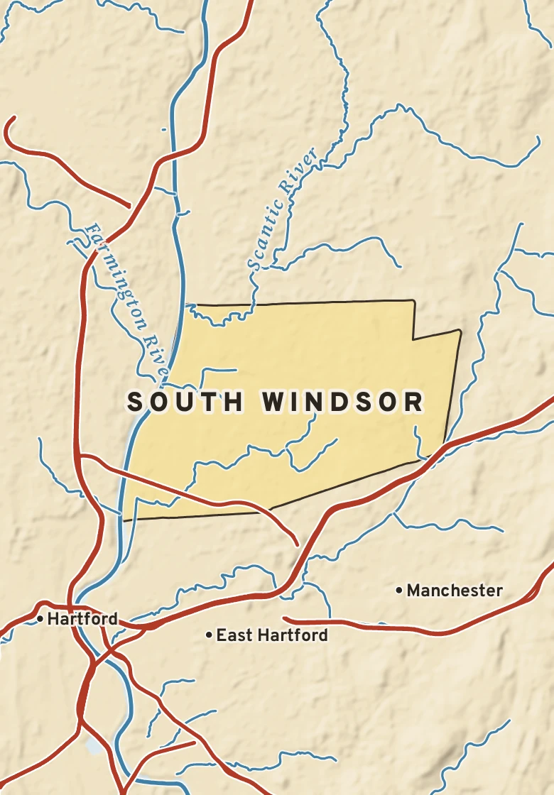 Atlas plate of South Windsor, Connecticut.
