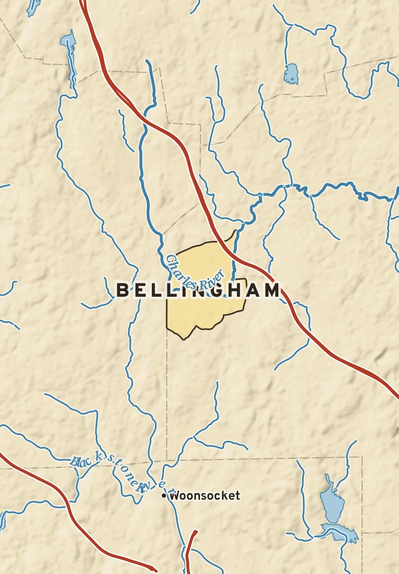 Atlas plate of Bellingham, Massachusetts.