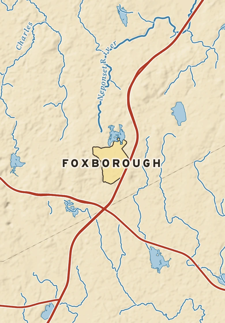Atlas plate of Foxborough, Massachusetts.