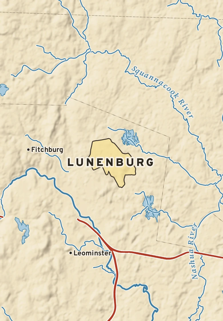 Atlas plate of Lunenburg, Massachusetts.