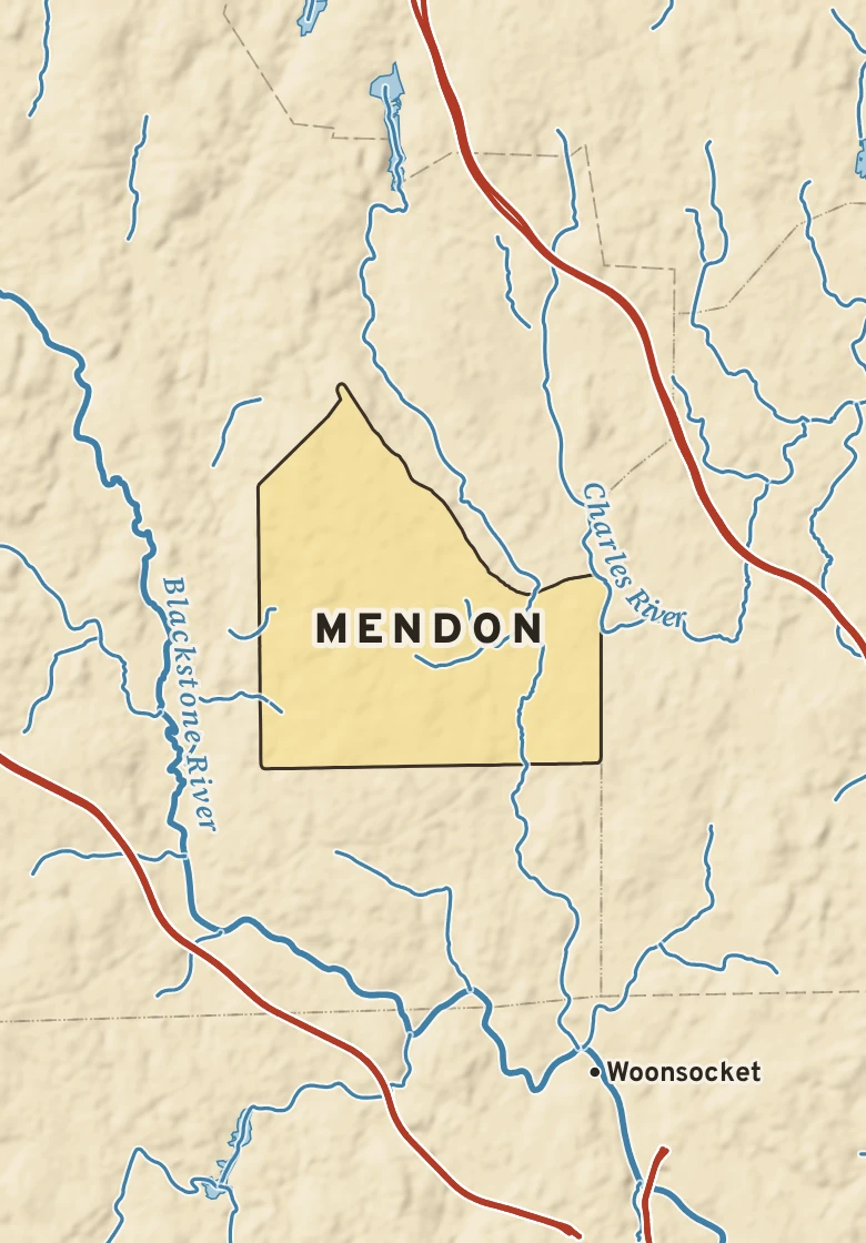 Atlas plate of Mendon, Massachusetts.
