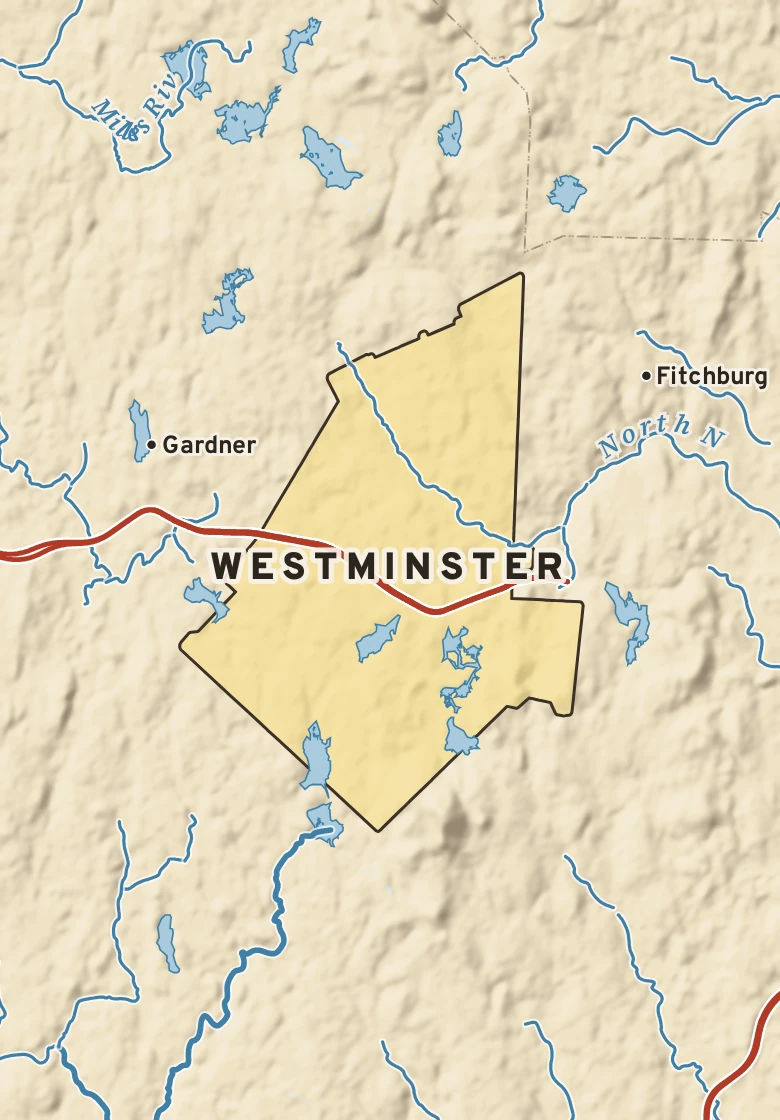 Atlas plate of Westminster, Massachusetts.