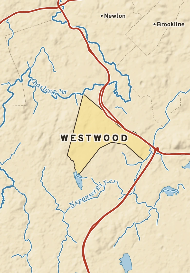 Atlas plate of Westwood, Massachusetts.