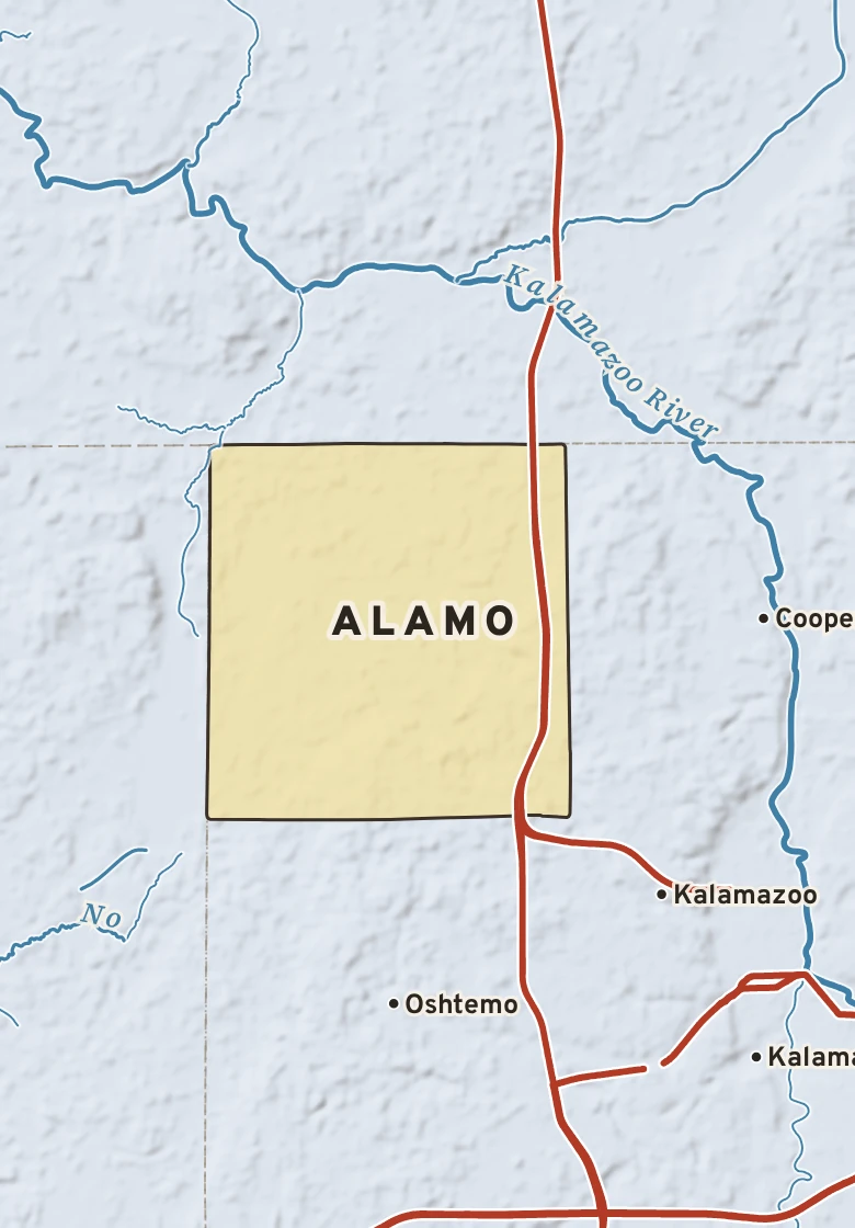 Atlas plate of Alamo, Michigan.