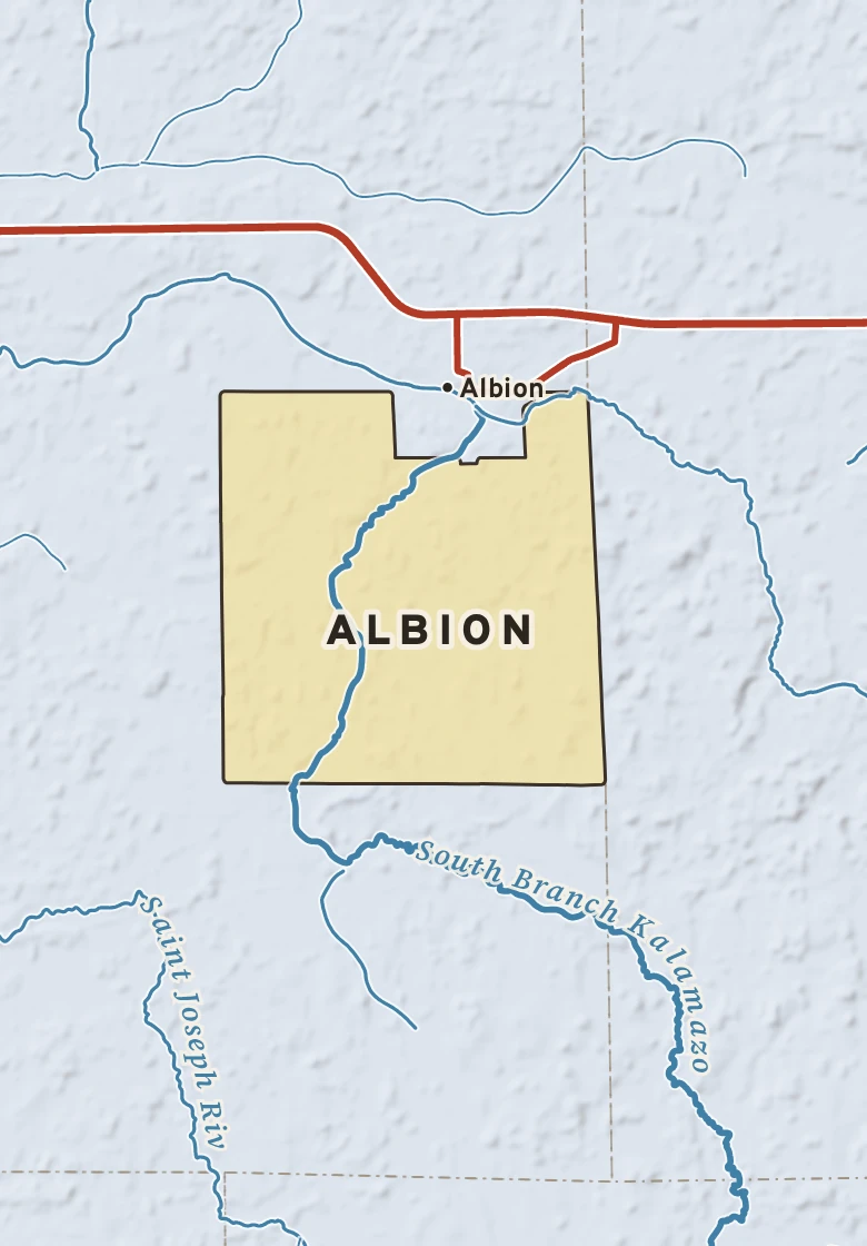 Atlas plate of Albion, Michigan.