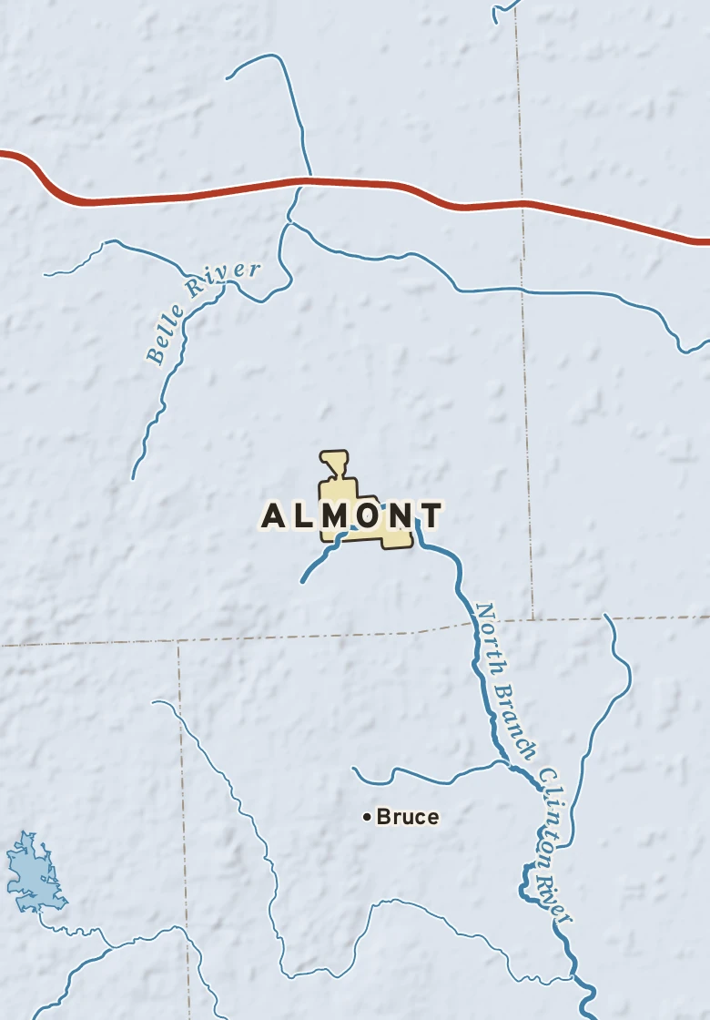 Atlas plate of Almont, Michigan.
