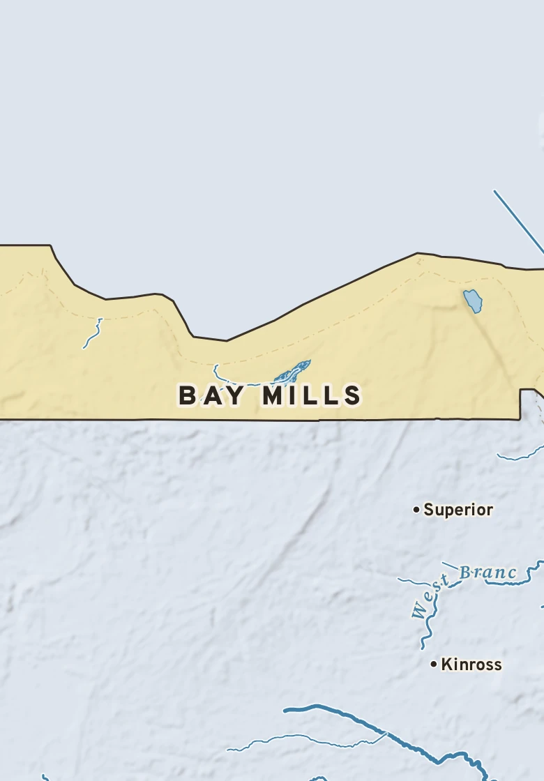 Atlas plate of Bay Mills, Michigan.