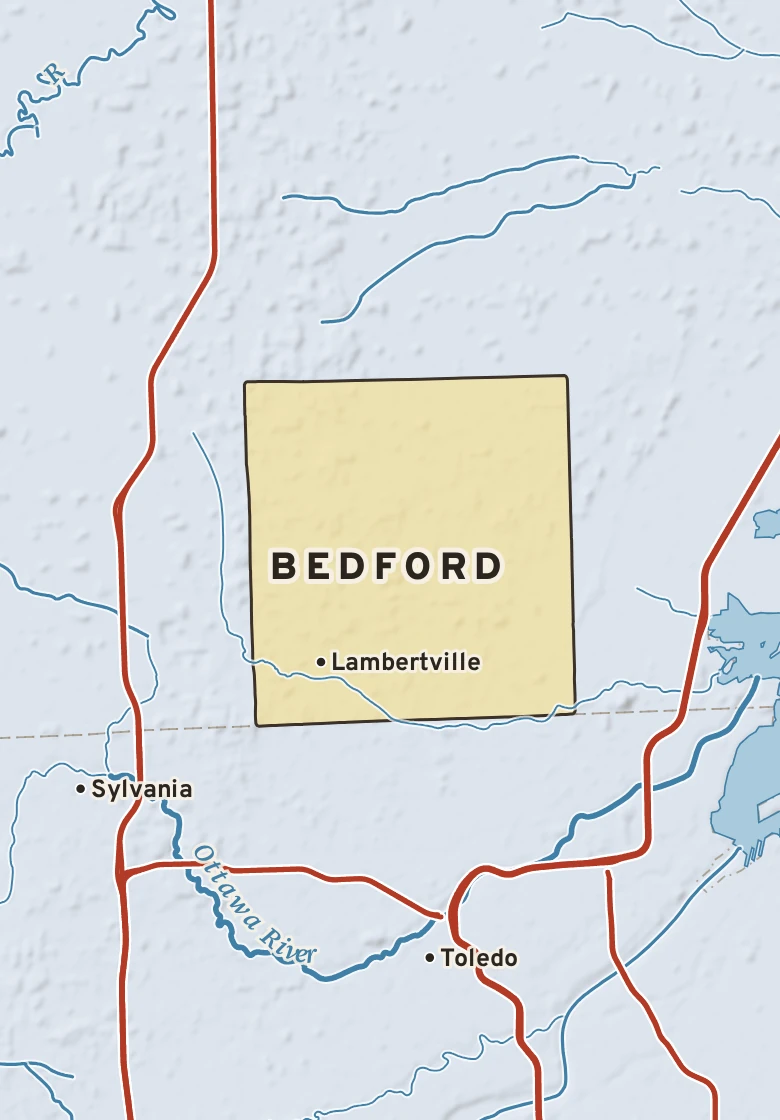 Atlas plate of Bedford, Michigan.