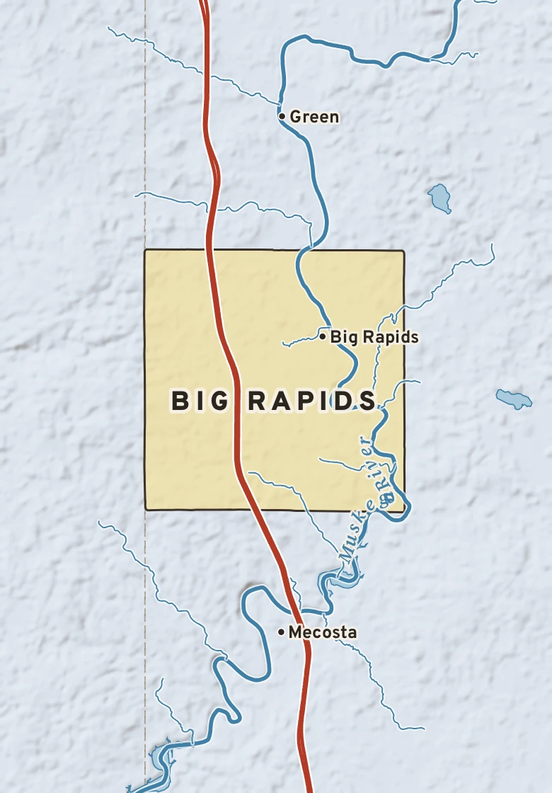 Atlas plate of Big Rapids, Michigan.