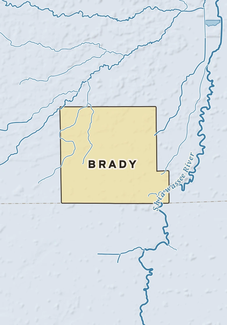 Atlas plate of Brady, Michigan.