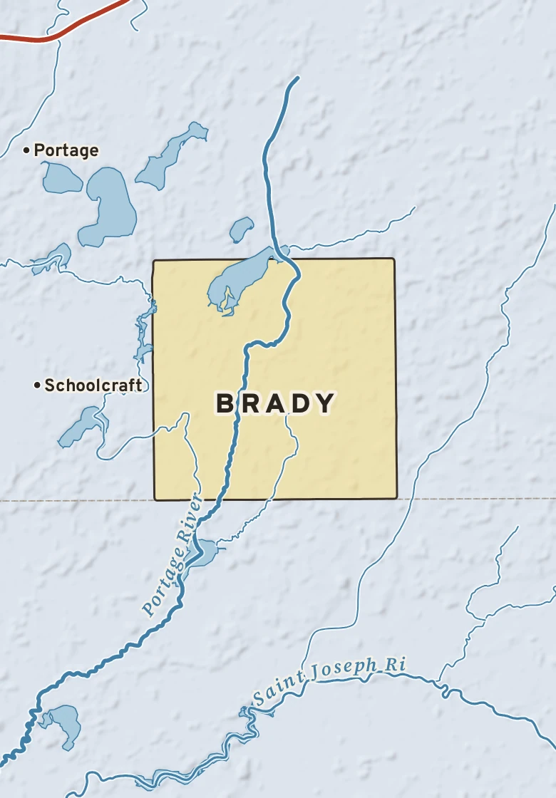 Atlas plate of Brady, Michigan.