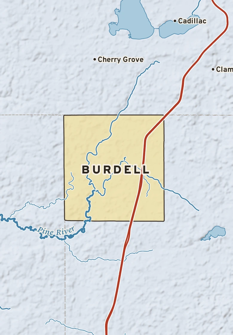 Atlas plate of Burdell, Michigan.