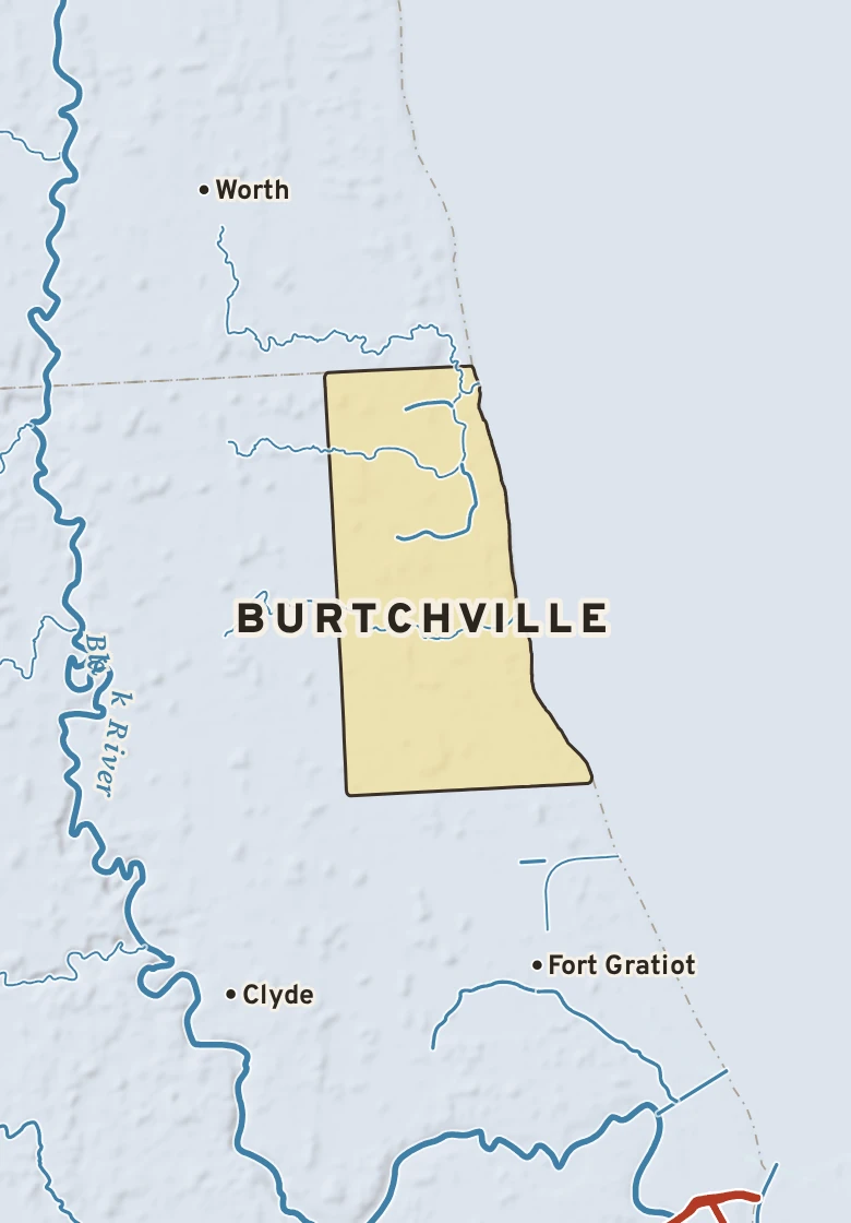 Atlas plate of Burtchville, Michigan.
