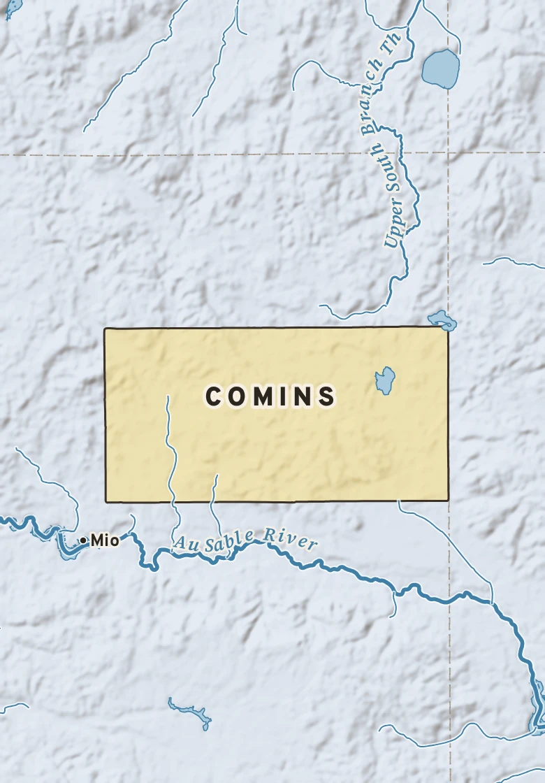 Atlas plate of Comins, Michigan.