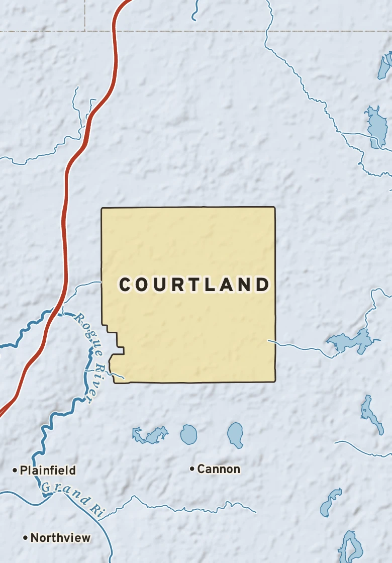 Atlas plate of Courtland, Michigan.