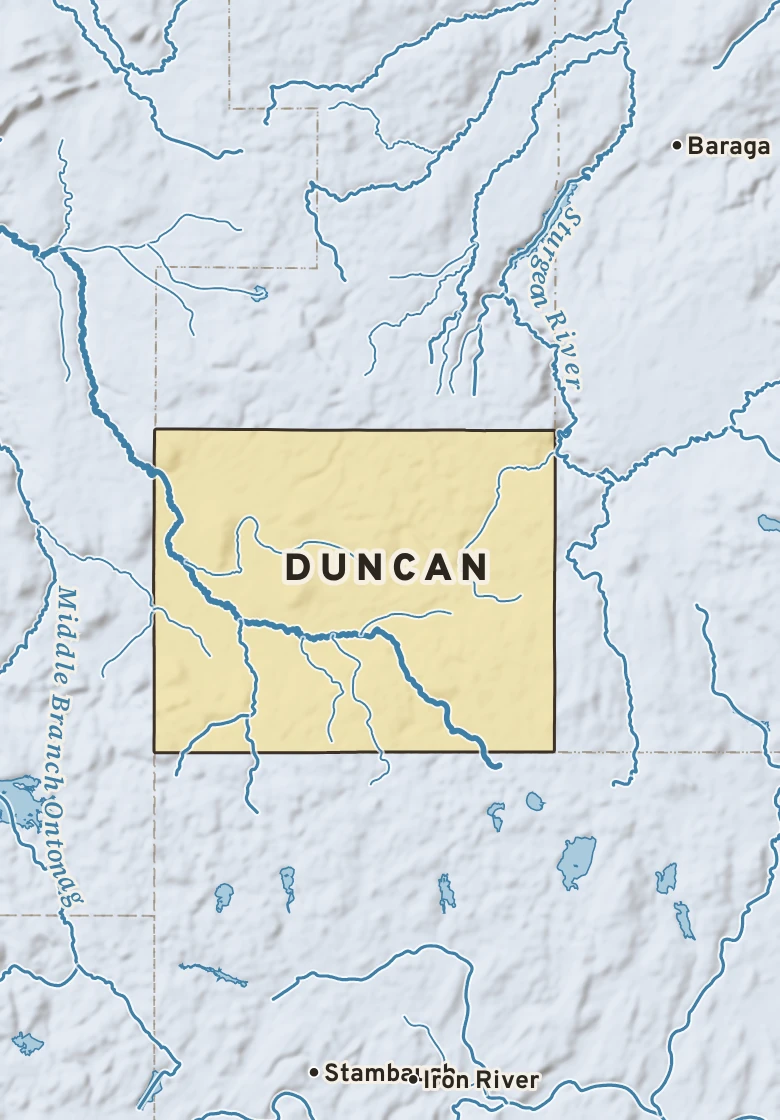 Atlas plate of Duncan, Michigan.