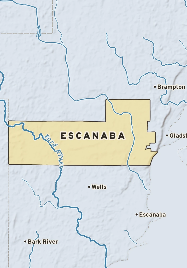 Atlas plate of Escanaba, Michigan.