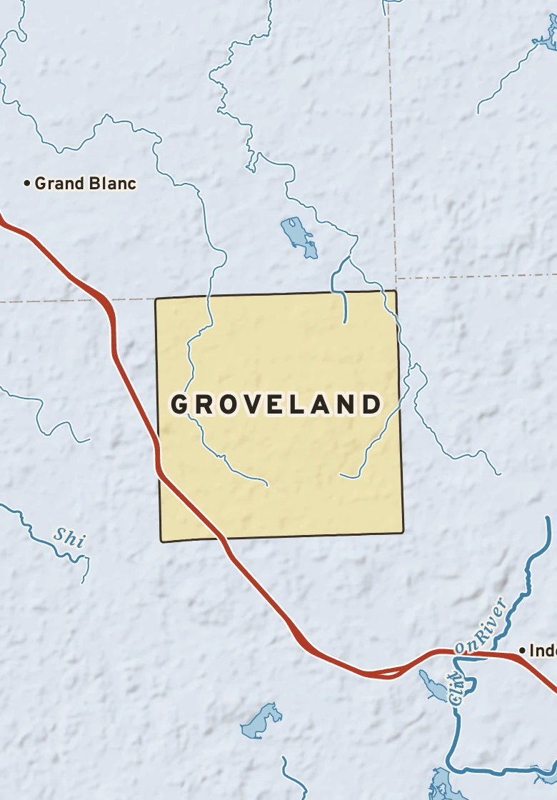 Atlas plate of Groveland, Michigan.
