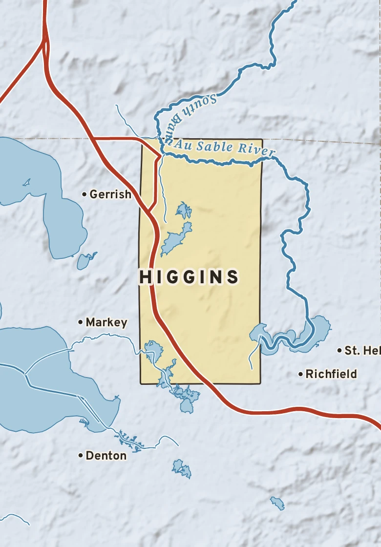 Atlas plate of Higgins, Michigan.