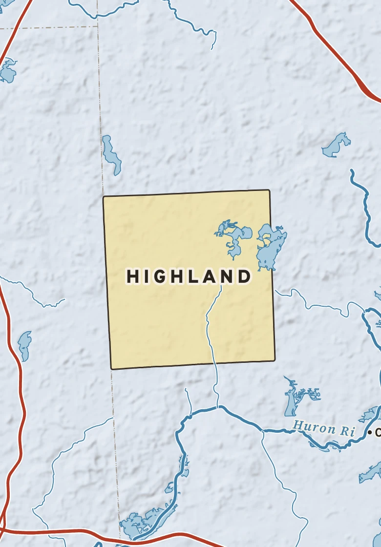 Atlas plate of Highland, Michigan.