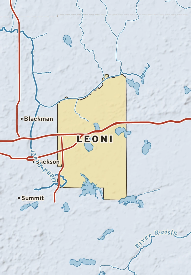 Atlas plate of Leoni, Michigan.