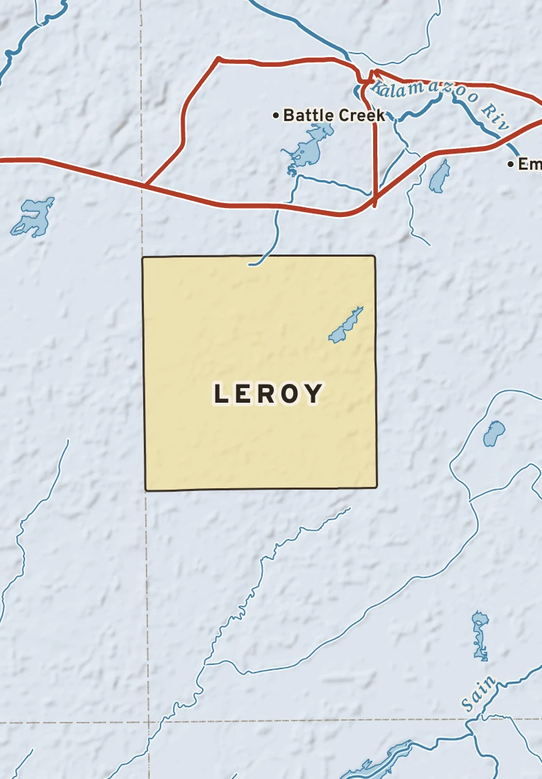 Atlas plate of Leroy, Michigan.