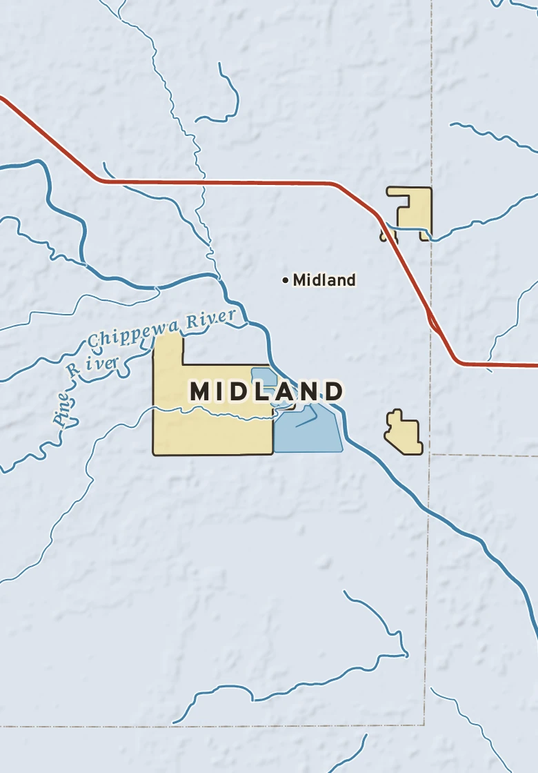 Atlas plate of Midland, Michigan.