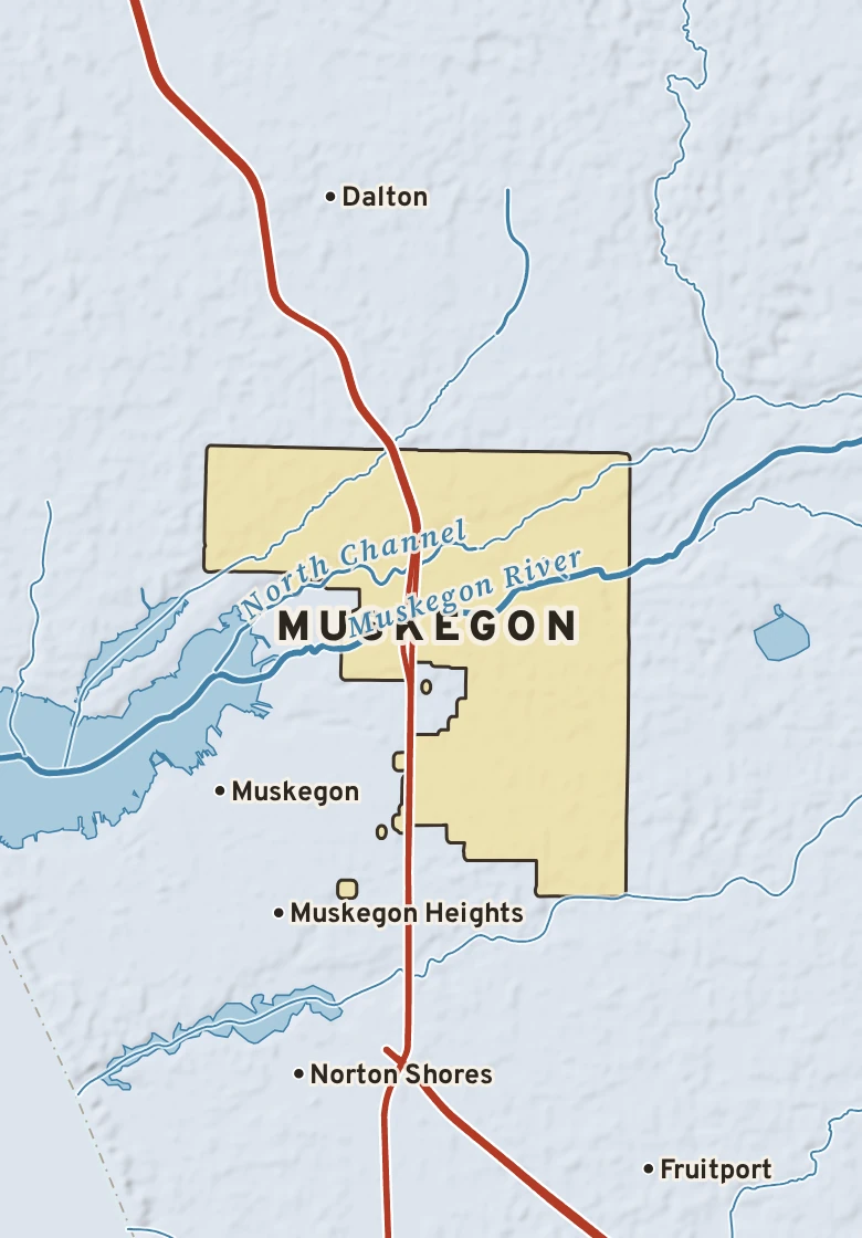 Atlas plate of Muskegon, Michigan.