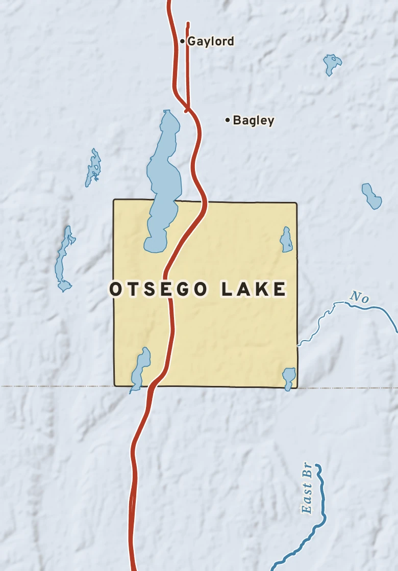 Atlas plate of Otsego Lake, Michigan.