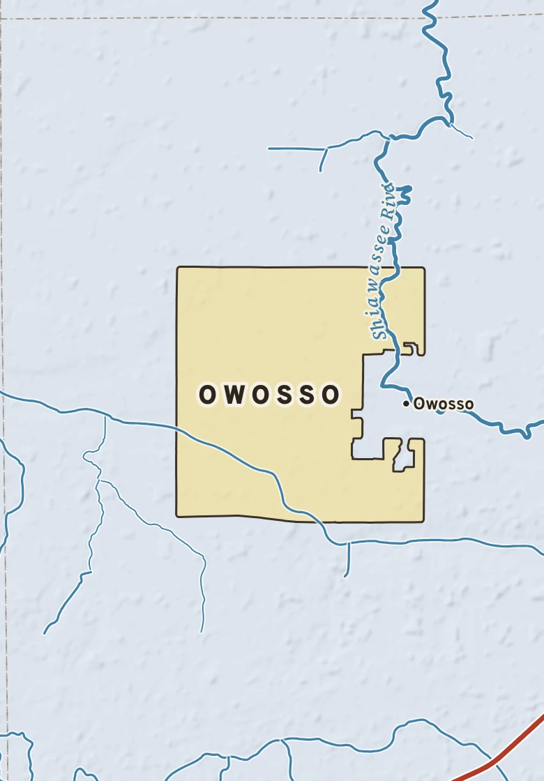 Atlas plate of Owosso, Michigan.