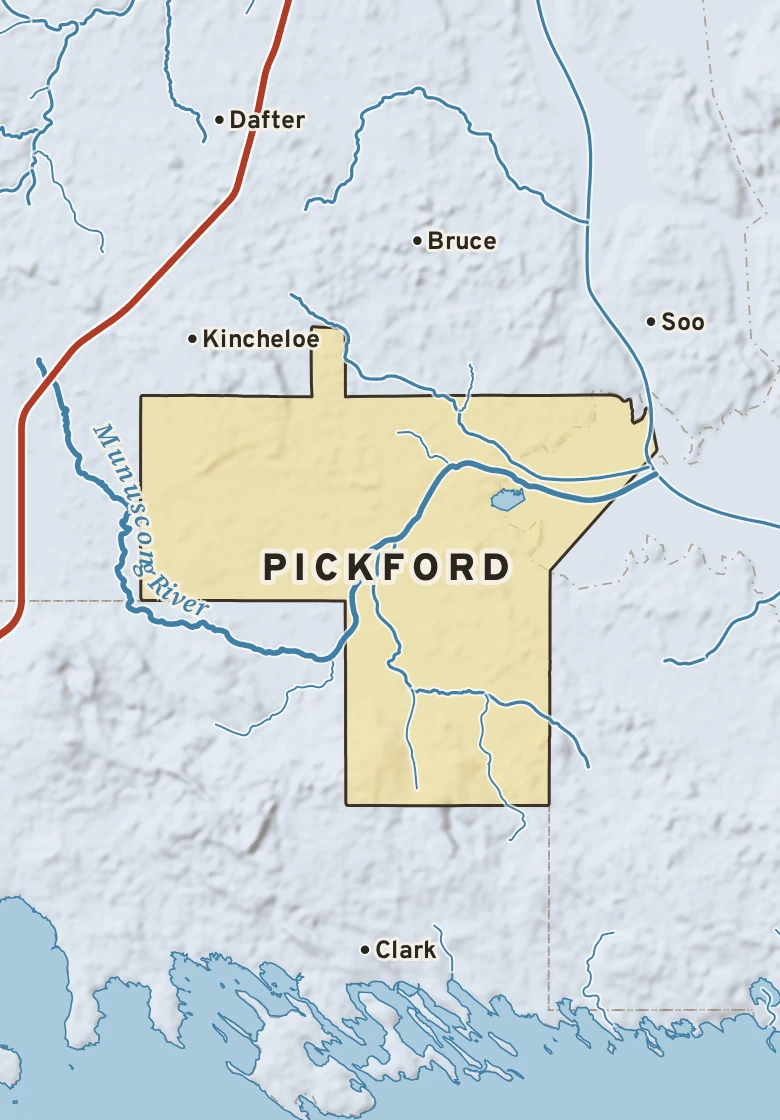 Atlas plate of Pickford, Michigan.