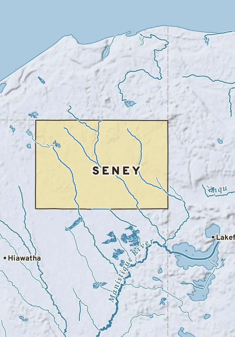 Atlas plate of Seney, Michigan.