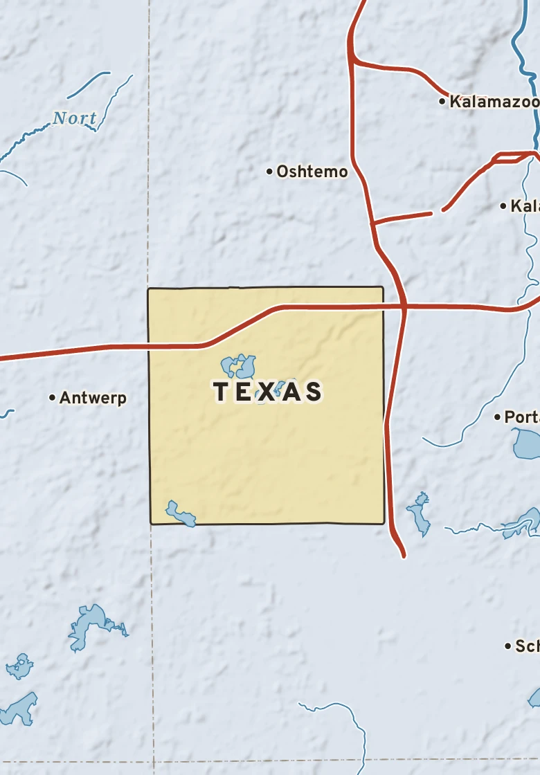 Atlas plate of Texas, Michigan.