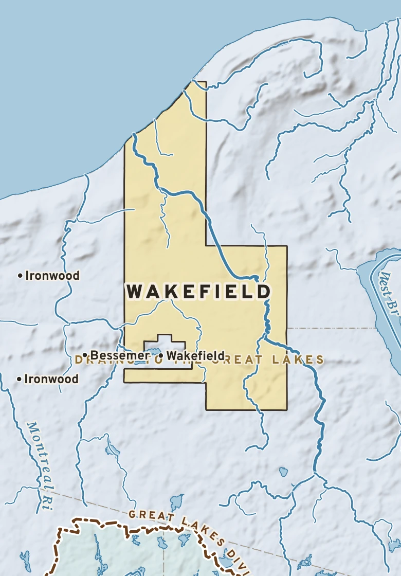 Atlas plate of Wakefield, Michigan.