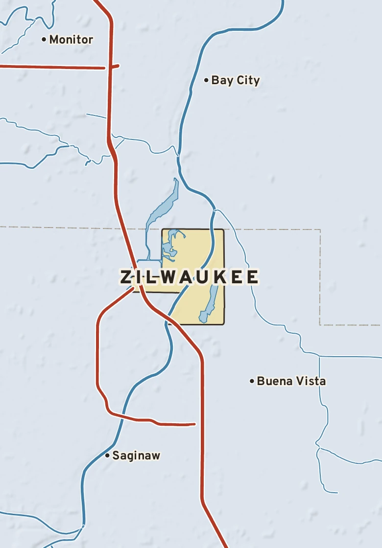Atlas plate of Zilwaukee, Michigan.