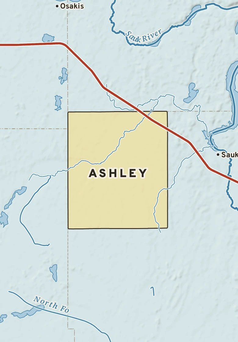 Atlas plate of Ashley, Minnesota.