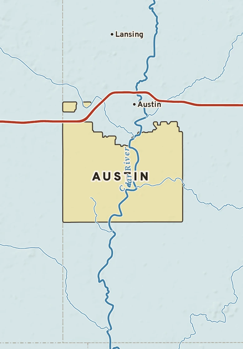 Atlas plate of Austin, Minnesota.