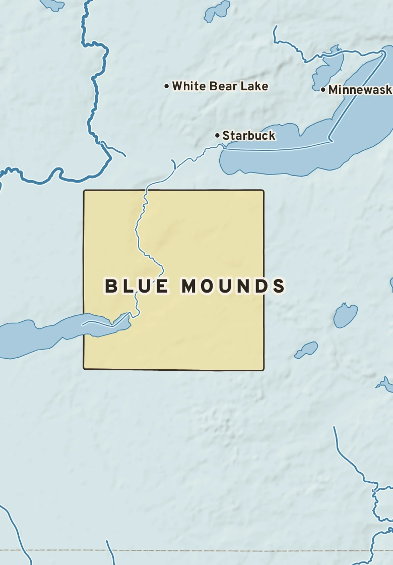 Atlas plate of Blue Mounds, Minnesota.