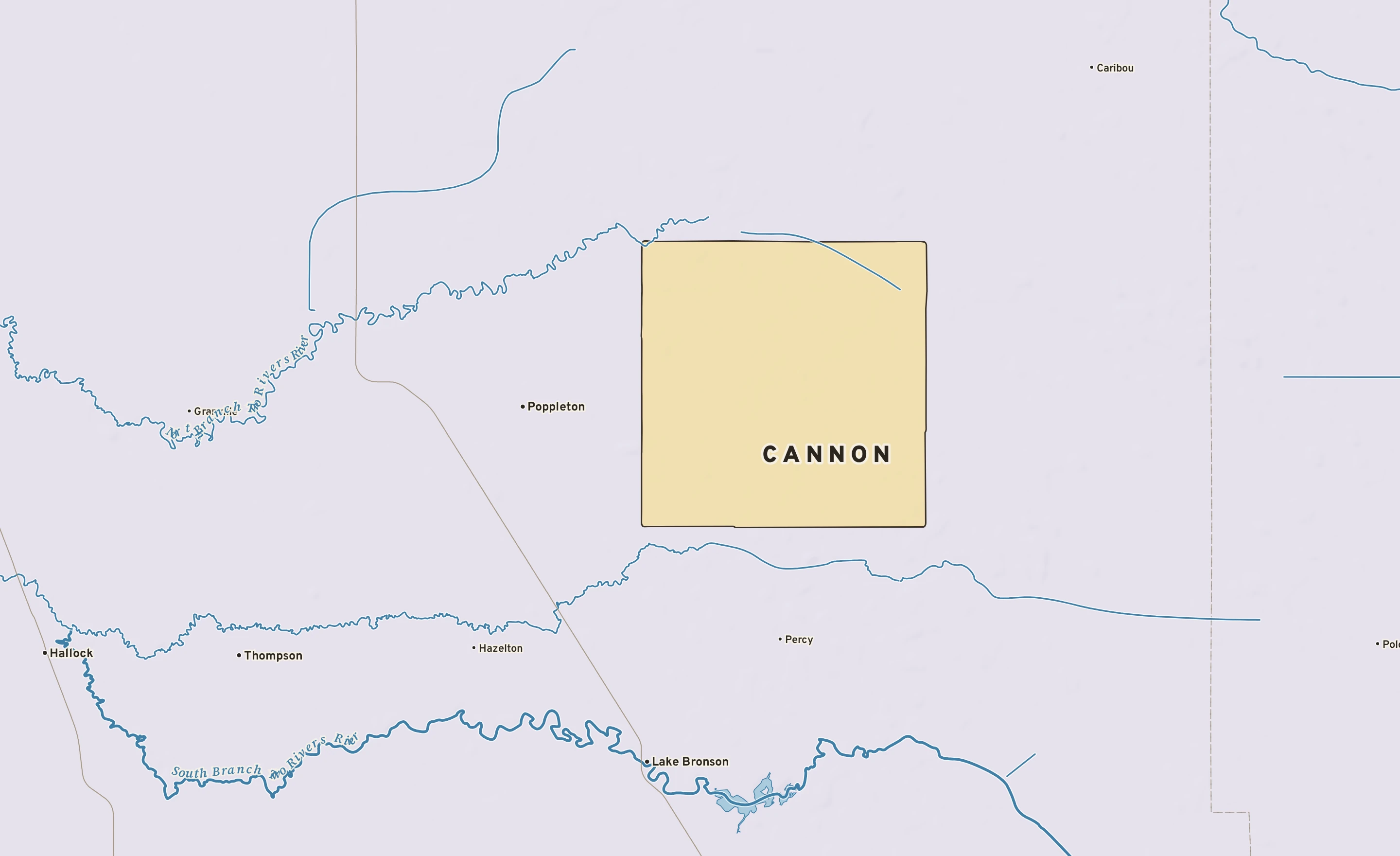 Shaded-relief atlas plate of Cannon, Minnesota: rivers, roads, the city limits and where the water drains.