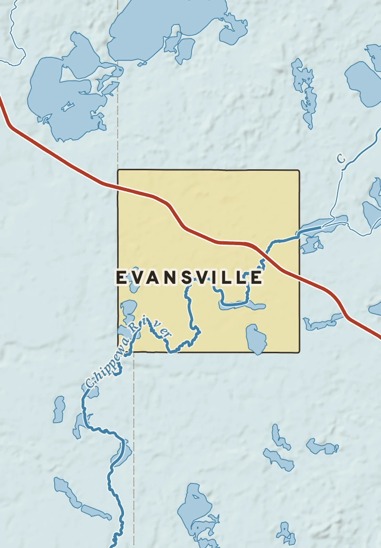 Atlas plate of Evansville, Minnesota.