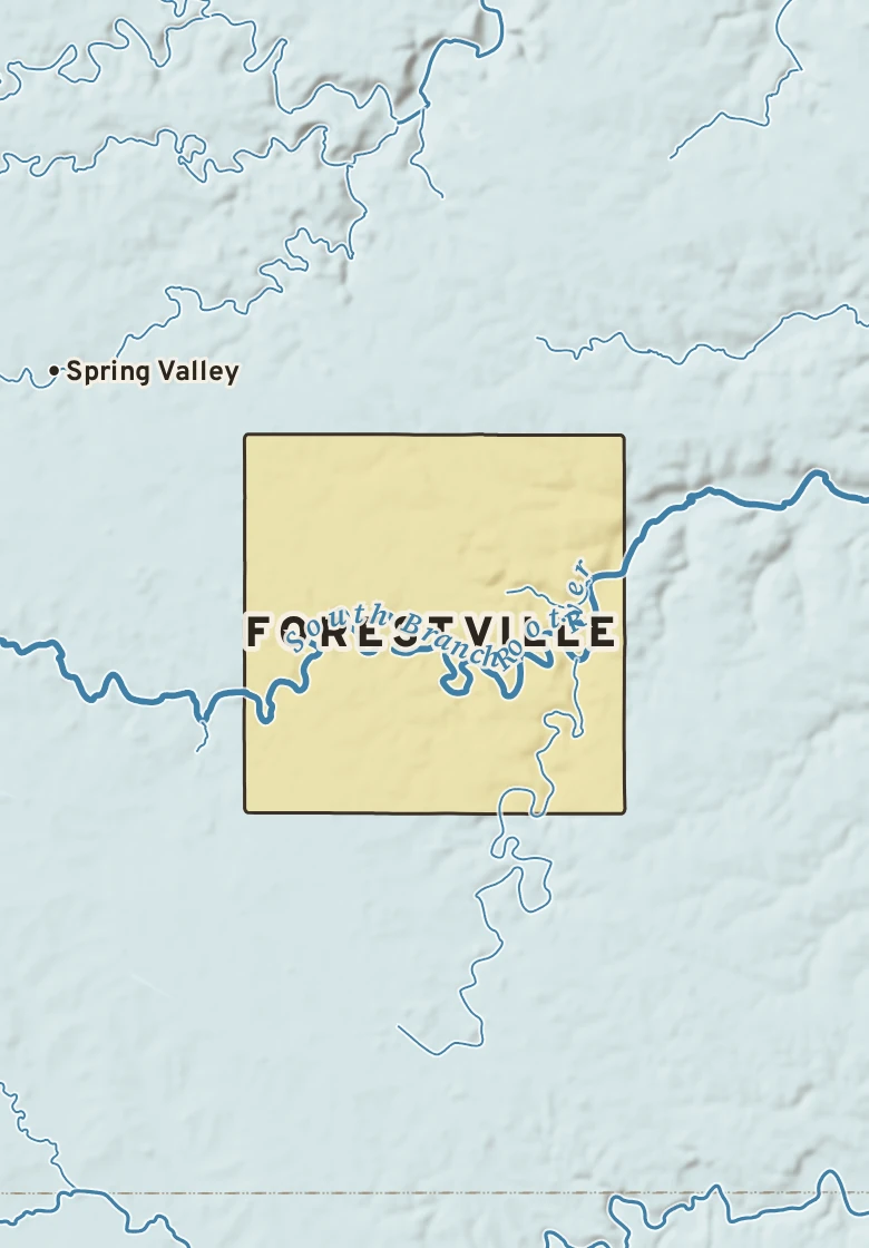 Atlas plate of Forestville, Minnesota.