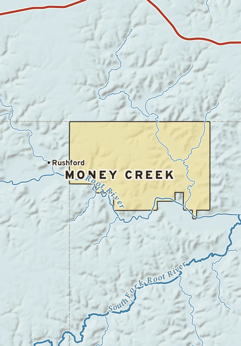 Atlas plate of Money Creek, Minnesota.
