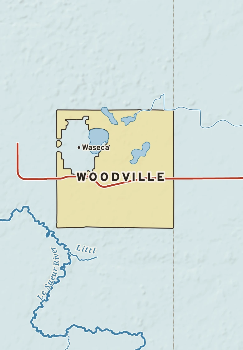 Atlas plate of Woodville, Minnesota.