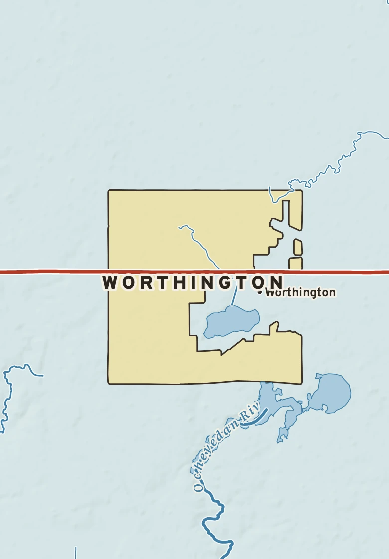 Atlas plate of Worthington, Minnesota.