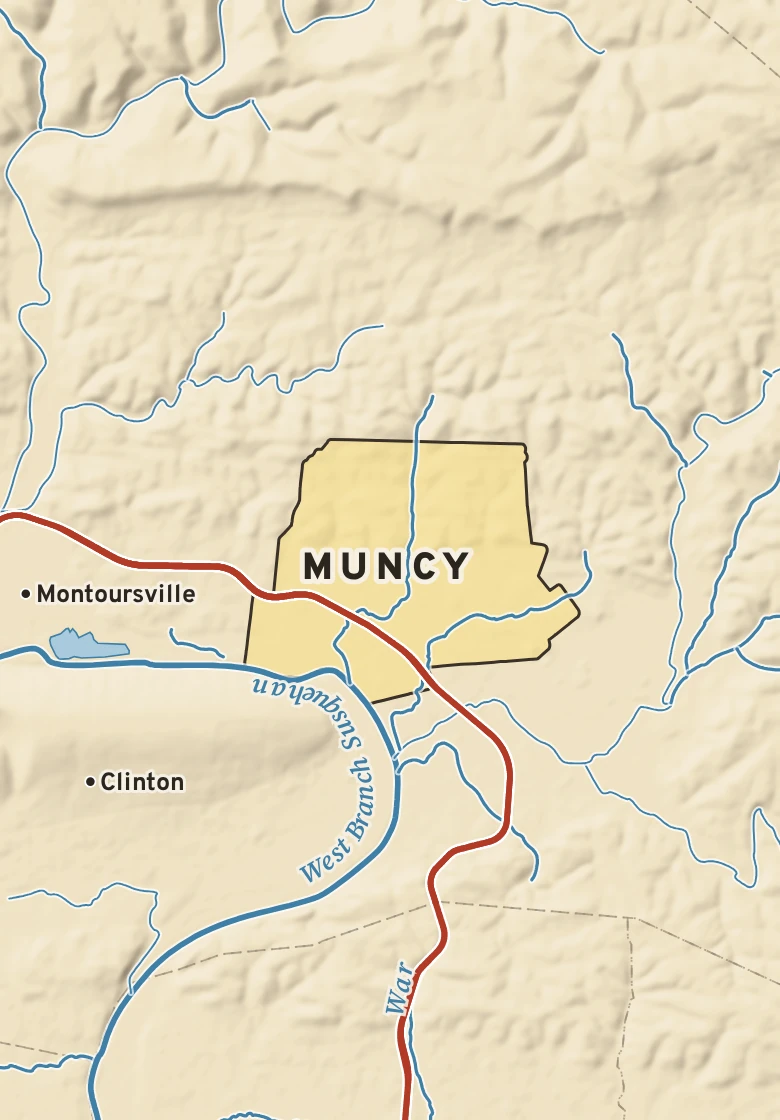 Atlas plate of Muncy, Pennsylvania.