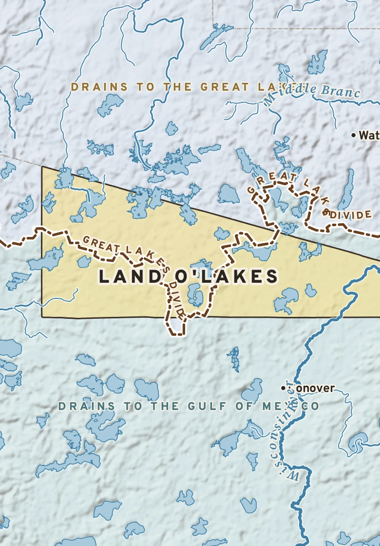 Atlas plate of Land O'Lakes, Wisconsin.